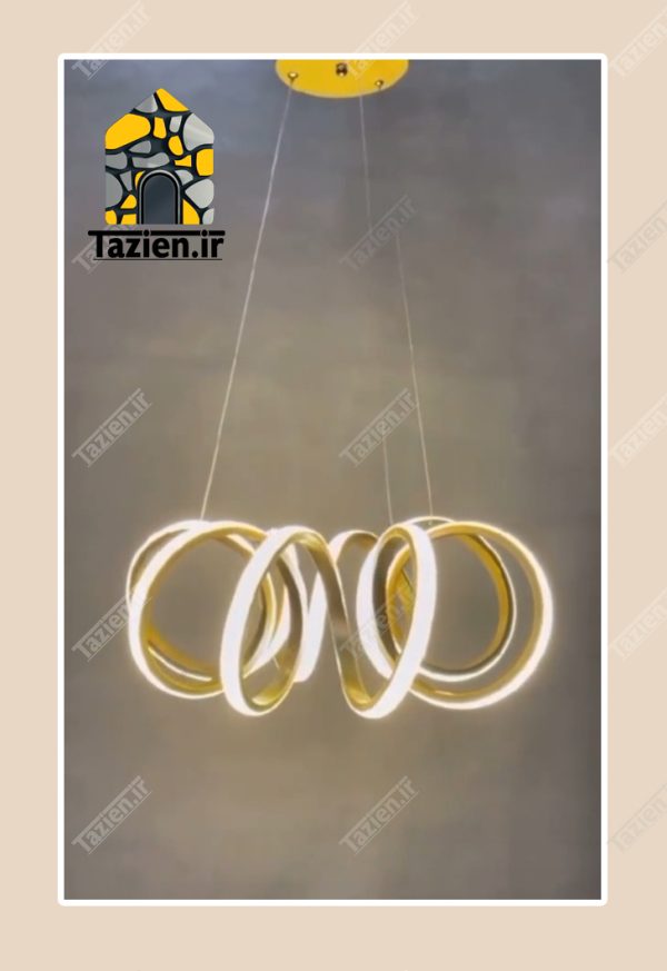 لوستر مدرن حلقه‌ای با طراحی معلق و نور LED